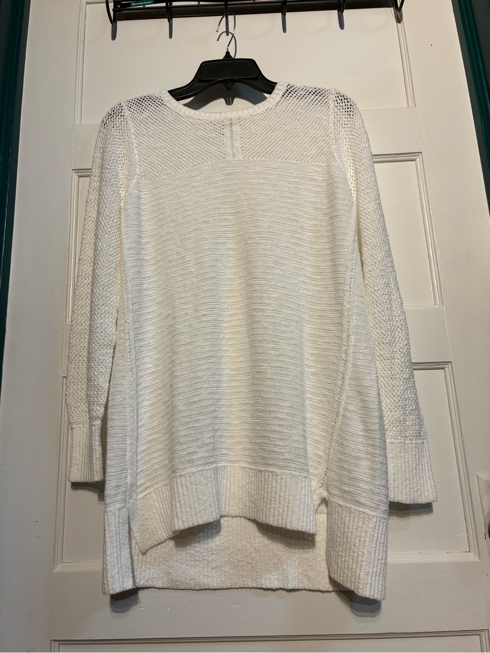 L.L. Bean White Mixed Stitch 100% Cotton Pullover Sweater